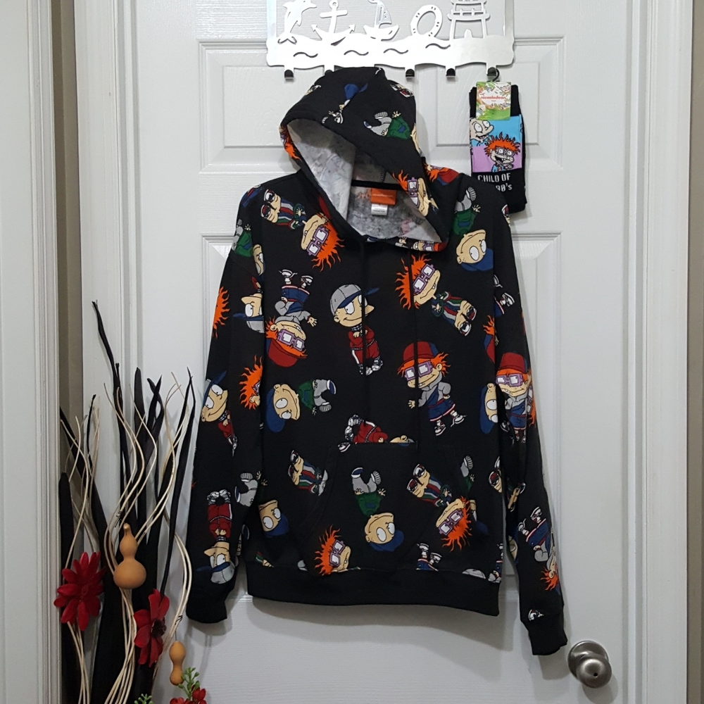 Men Nickelodeon 2pc Sweatshirt Largehoodie and 2 pair Socks Sz.6.5-12